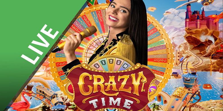 Jeu Crazy Time avec Animatrice et Roue Colorée